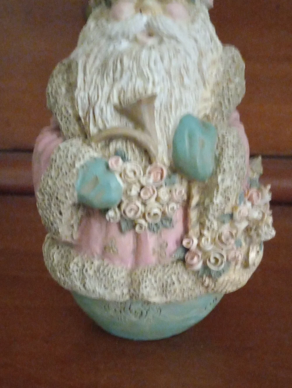 Midwest Importers Vintage Roly Poly Santa with Roses Pink Figurine 4